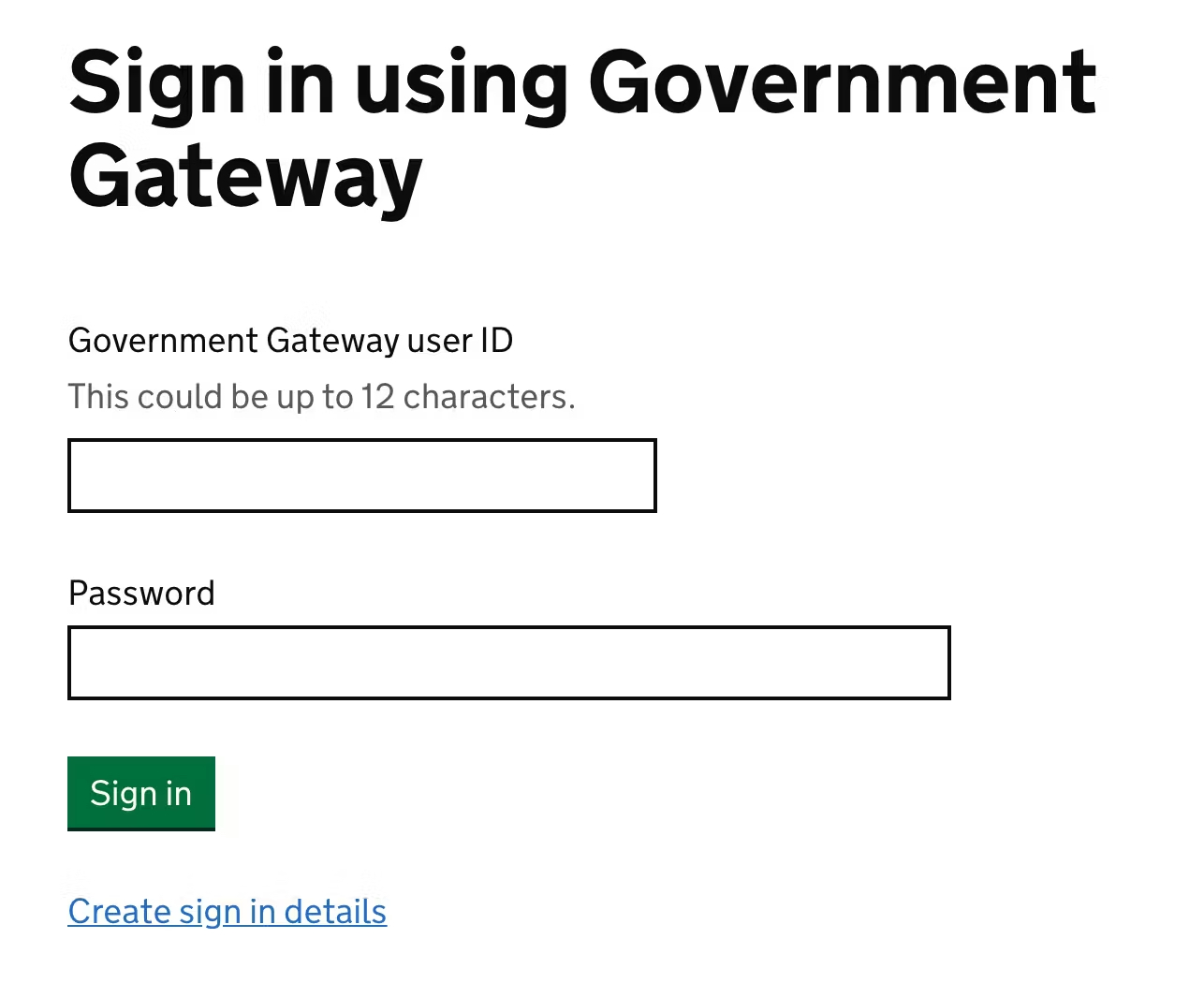 Sign into Your Government Gateway Account